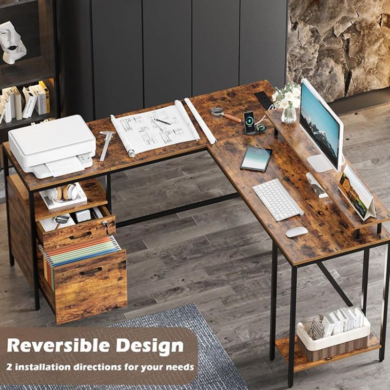 L Shaped Computer Desk With Drawers