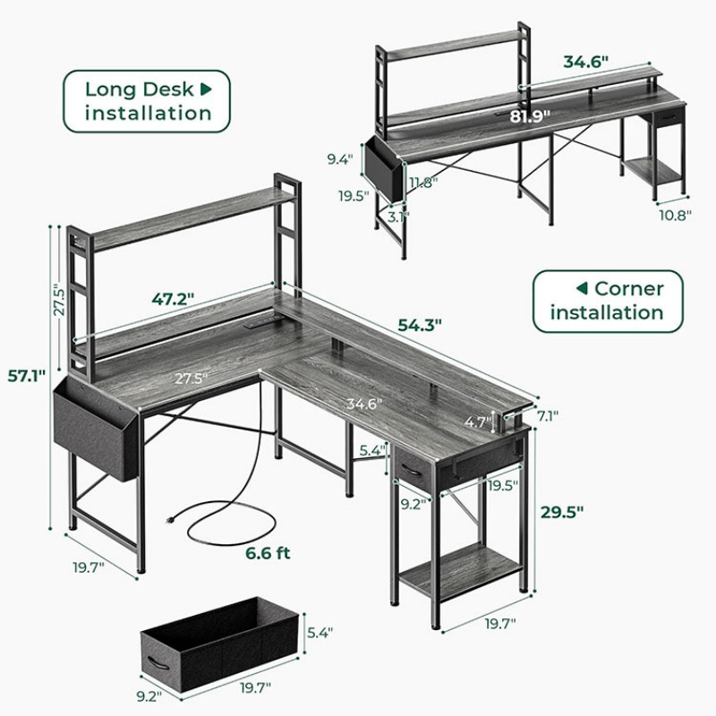 L Shaped Desk With Shelves