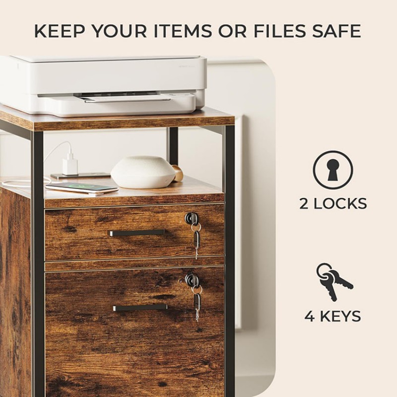 2 Drawer File Cabinet With Lock