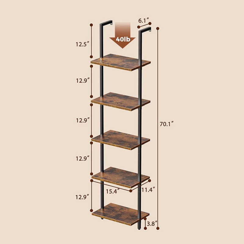 5-Level Tall Narrow Bookshelf