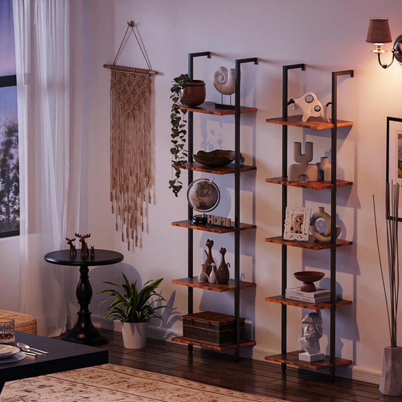 5-Level Tall Narrow Bookshelf