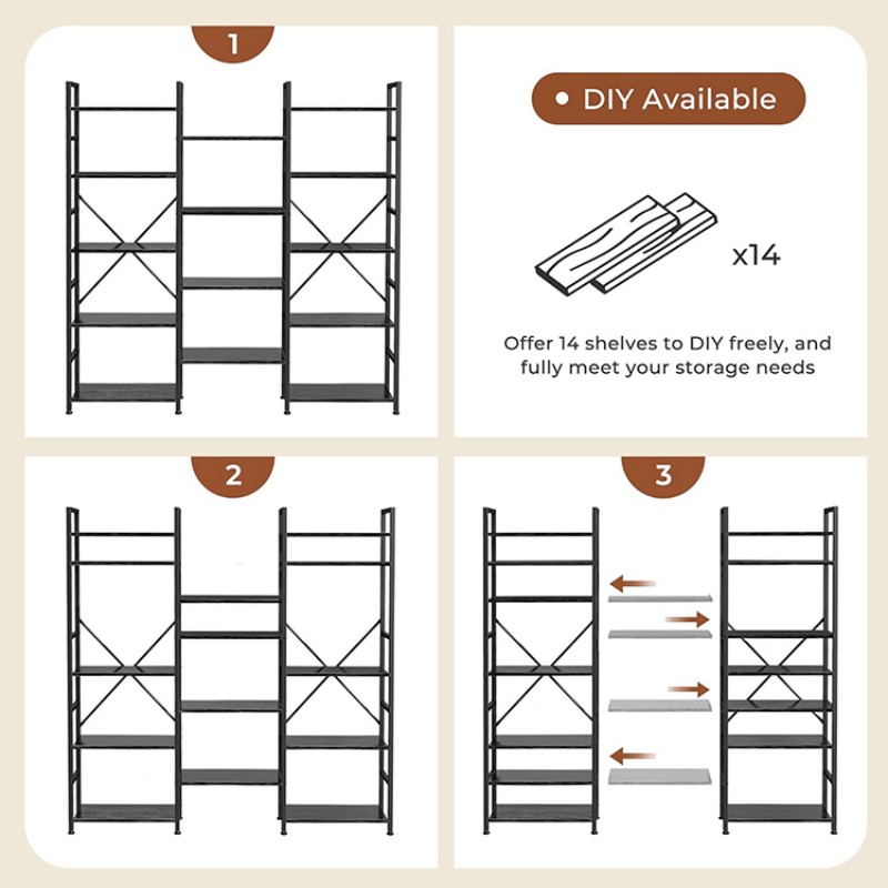 Wide 5 Tier Bookshelf