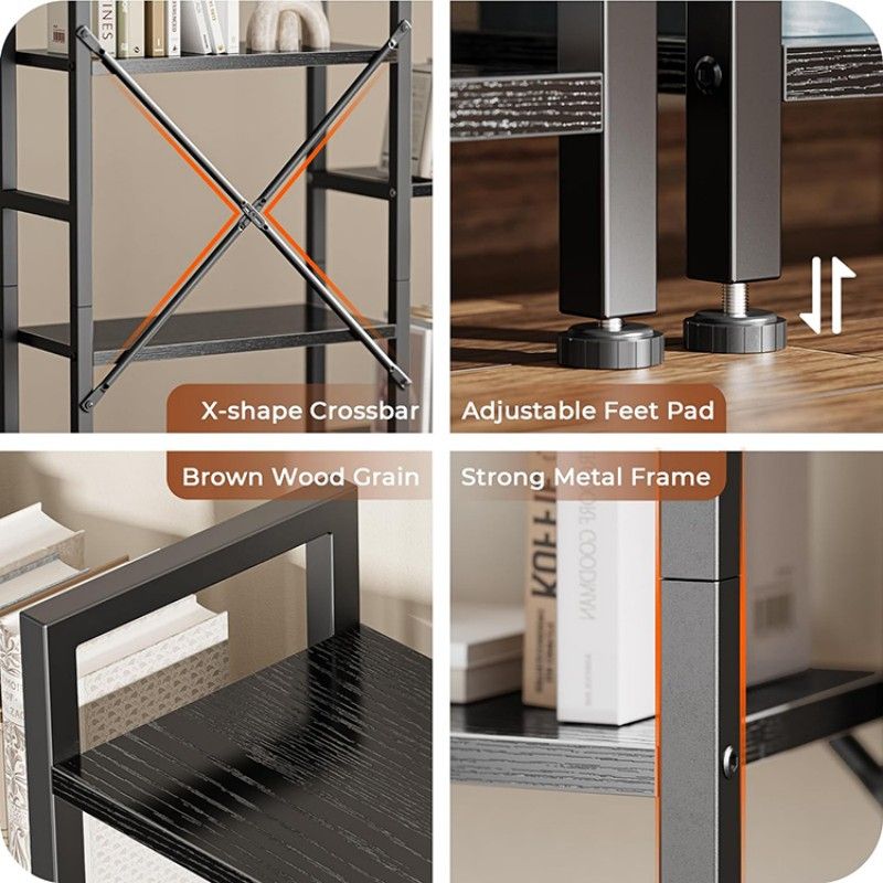 Wide 5 Tier Bookshelf
