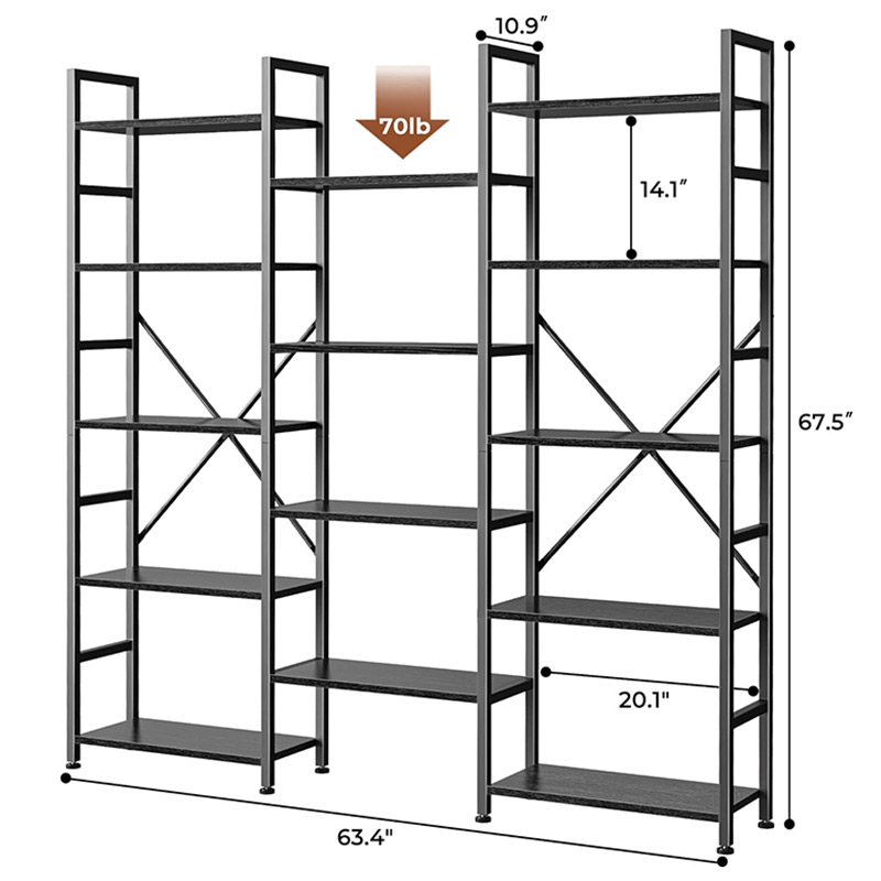 Wide 5 Tier Bookshelf