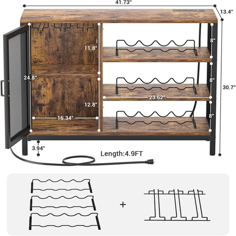 Wine Storage Cabinet With Power Outlets
