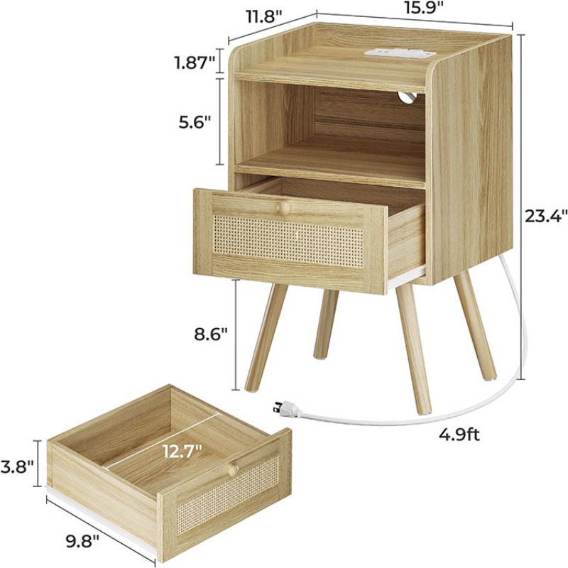 Wooden Side Table for Bedroom