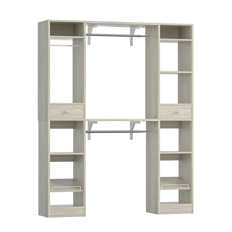 Wood Closet Wardrobe With 2 Drawers