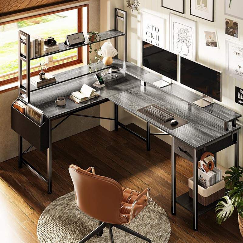 L Shaped Desk With Shelves